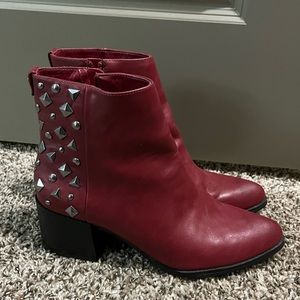 Sam Edelman dark red booties with stud detailing